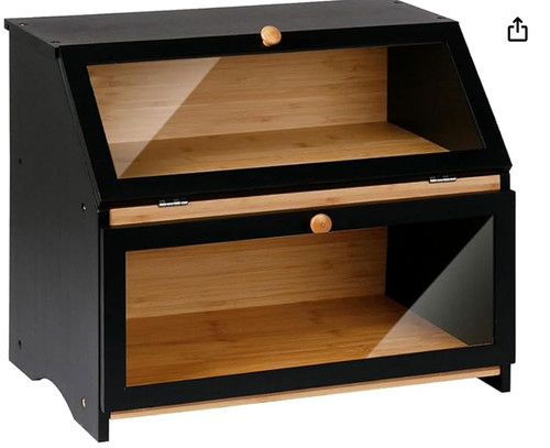 Double decker bamboo bread bin