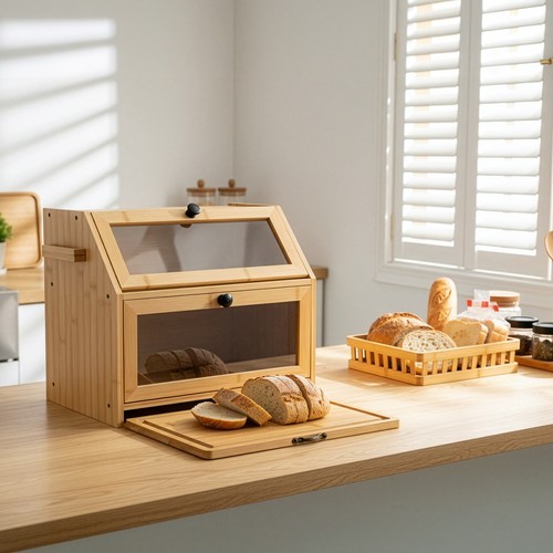 Large bread bin bamboo layer - bread,