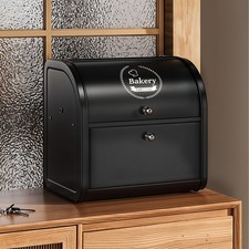 2 Tier Black Metal Bread Bin