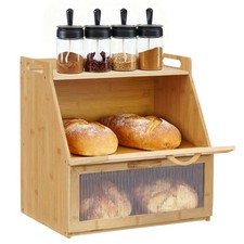 2 Tier Bamboo Bread Bin Double
