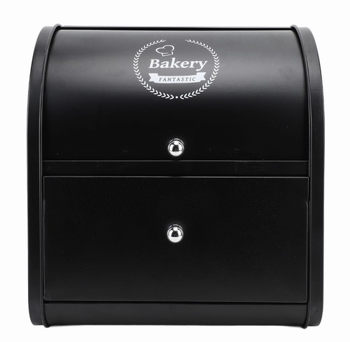 Metal bread box black stylish - metal, box,