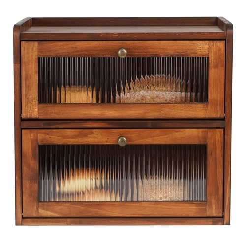 Wooden bread bin - bin, double-decker