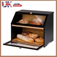 2 Tier Bamboo Wooden Bread Bin