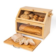 Bamboo Bread Bin Double Layer