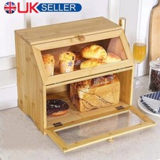 2 Tier Bamboo Bread Bin Double