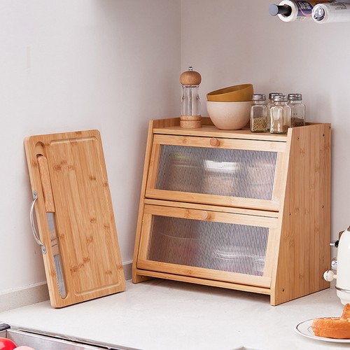 Tier bamboo bread box - bamboo,