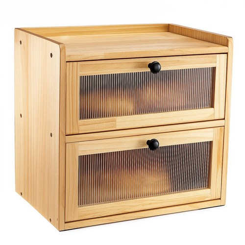 Wooden bread bin double layer - bread,